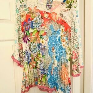 Johnny Was Colorful Floral Blouse